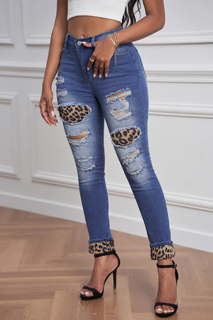 Leopard Distressed Jeans