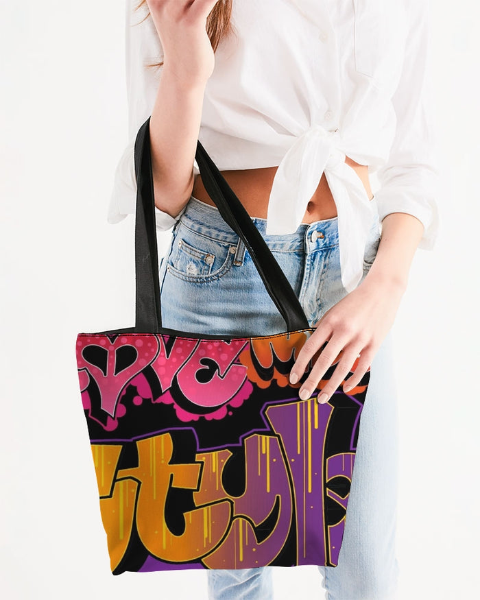 Love Music Style Canvas Zip Tote