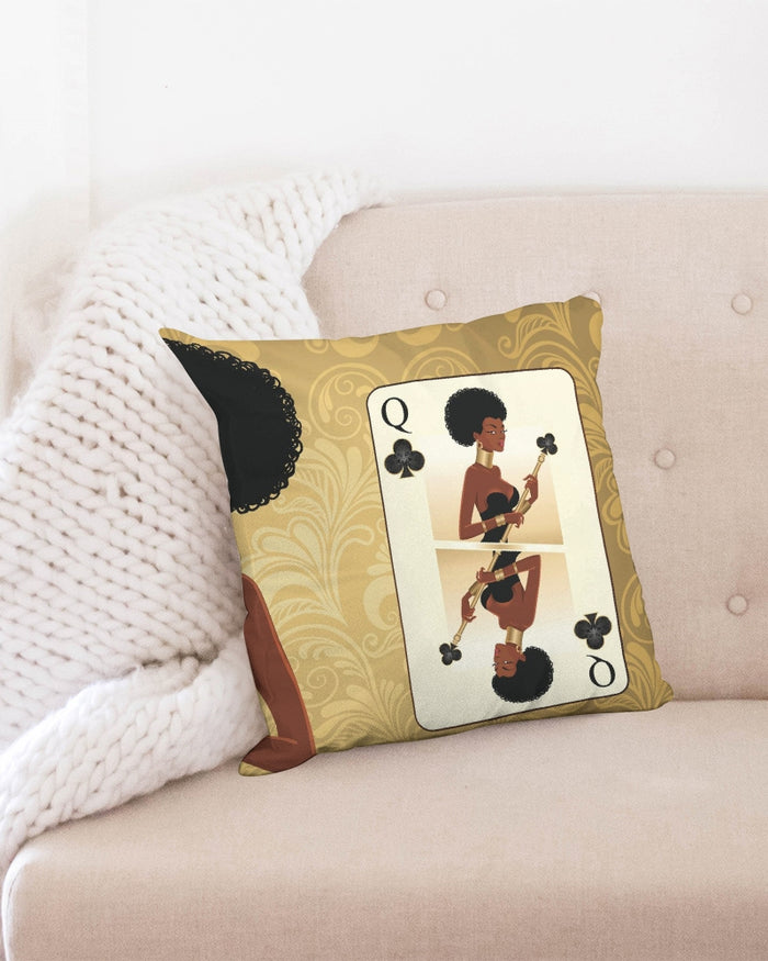Black Queen Card Throw Pillow Case 18"x18"