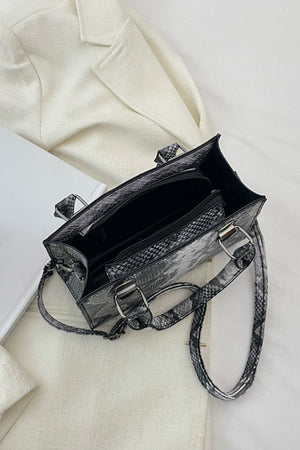 Snakeskin Print Leather Handbag