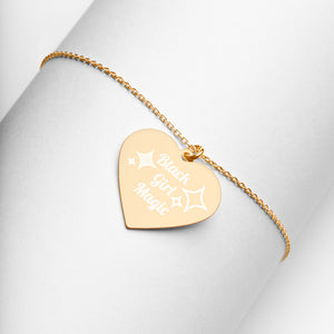 Black Girl Magic Engraved Heart Necklace freeshipping - %janaescloset%